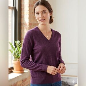 Meraki Women’s Medium V-Neck Merino Wool Jumper Sweater M Berry Marl AMXL006-M